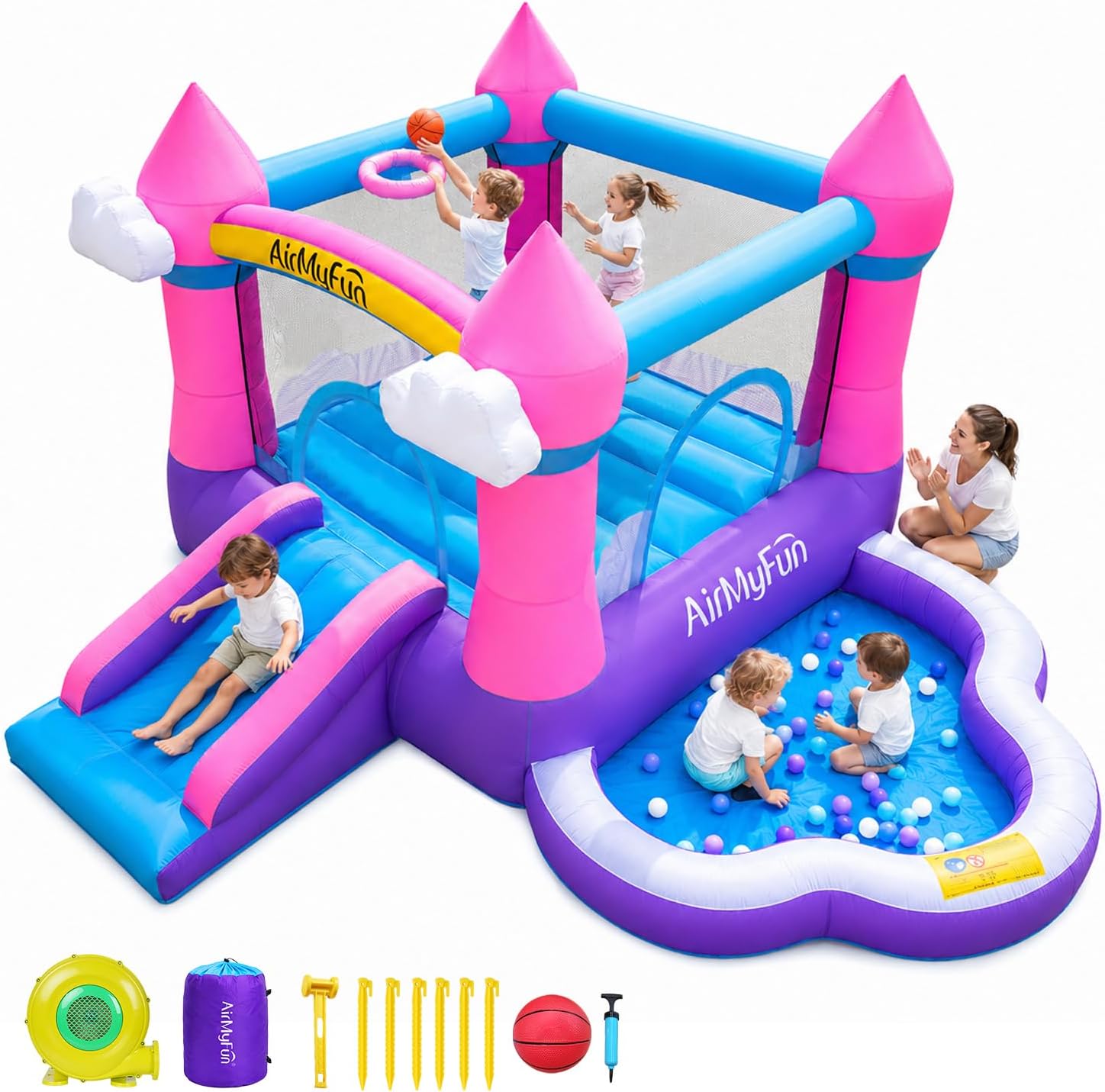 Kids Outdoor Inflatable - Pink Indoor/Outdoor Inflatable Bounce House for