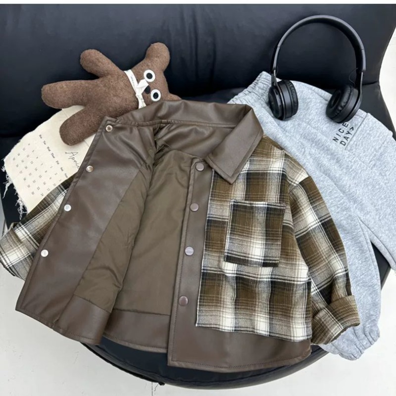Kids Outdoor Jacket - Children's Plaid Jacket Boys Spring Long
