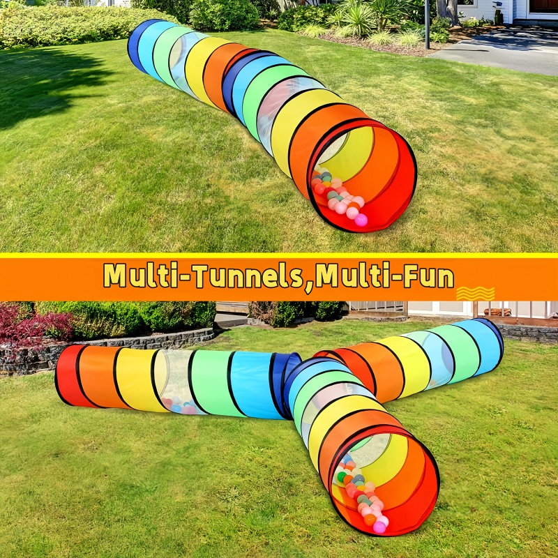 Kids Outdoor Clubhouse - Colorful Crawl Tunnel Breathable Mesh Indoor