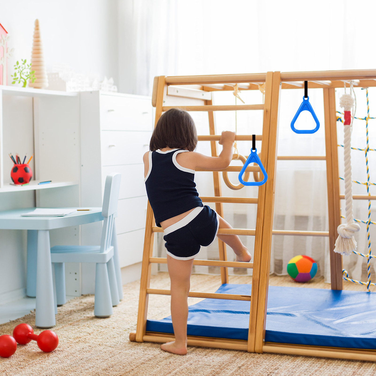 2Pcs Kids Gymnastic Rings Clim - Kids Outdoor Obstacle Course Equipment ulasan dan harga