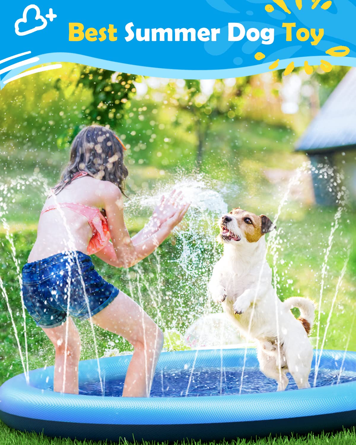 Dog Splash Pad Thick Sprinkler - Kids Outdoor Clubhouse ulasan dan harga
