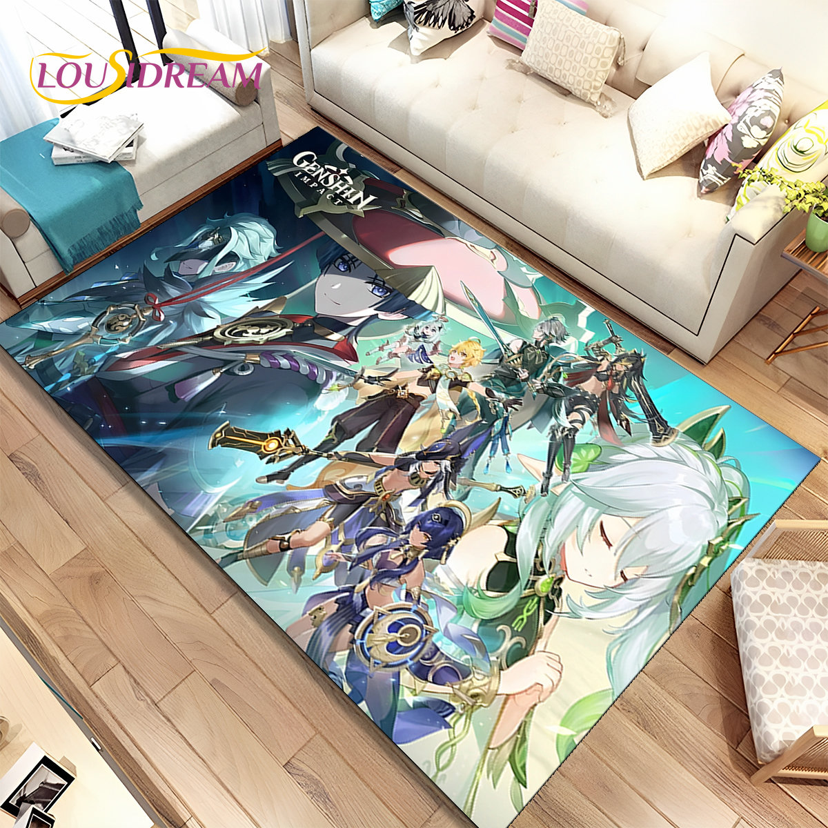 Genshin Impact Cartoon Game Ar - Kids Outdoor Mat ulasan dan harga