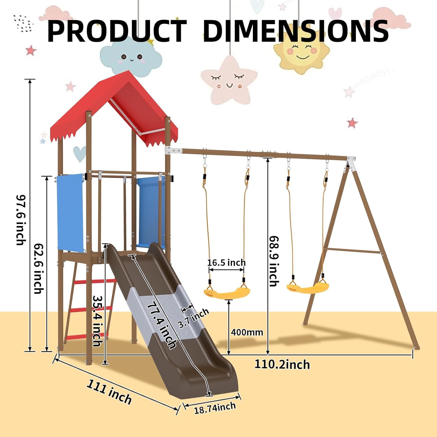 Metal Swing Set for Kids with  - Kids Outdoor Garden Set ulasan dan harga
