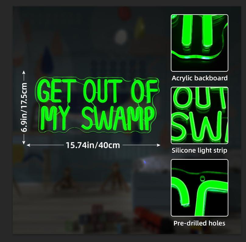Get Out Of My Swamp Neon Sign  - Kids Outdoor Quotes ulasan dan harga