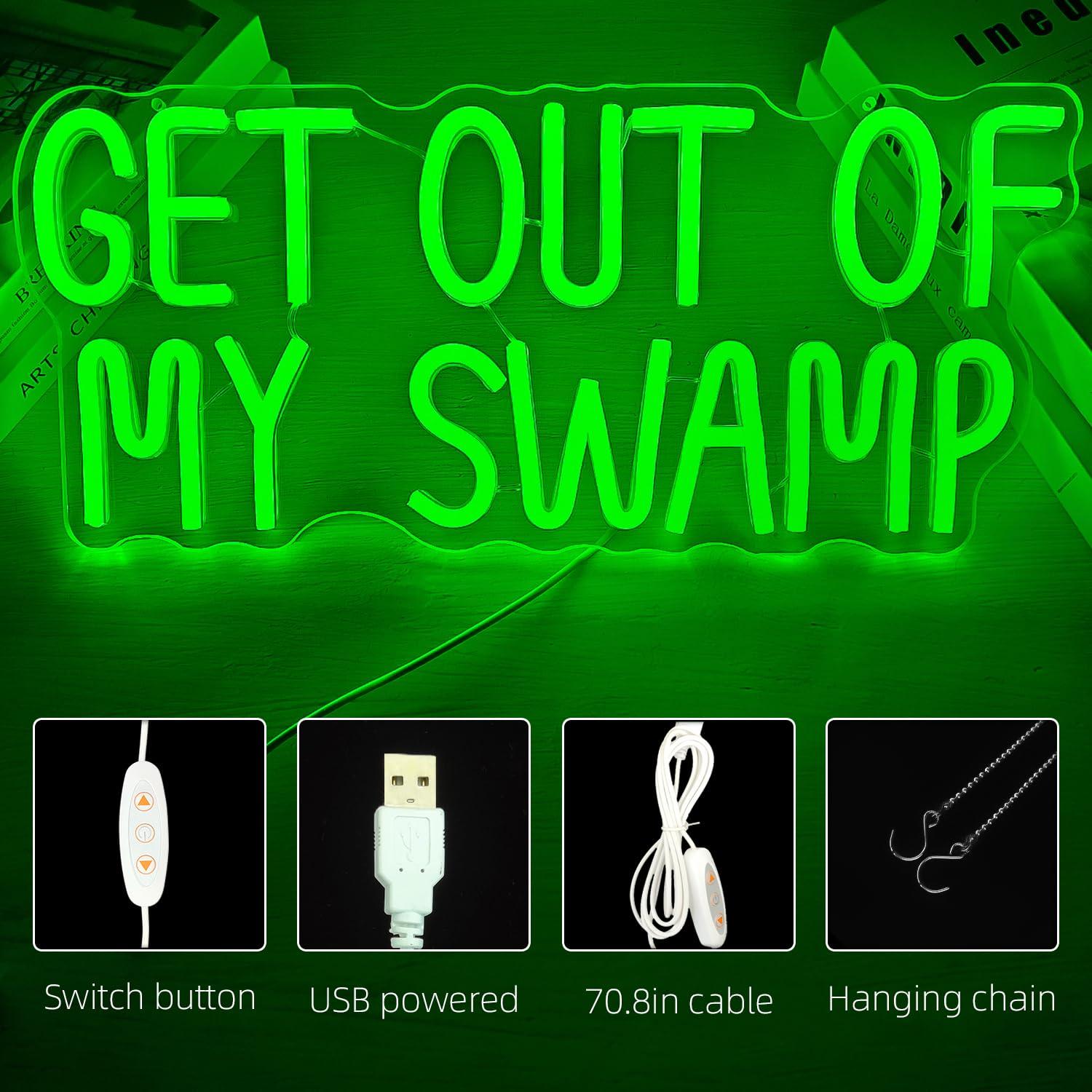 Get Out Of My Swamp Neon Sign  - Kids Outdoor Quotes ulasan dan harga
