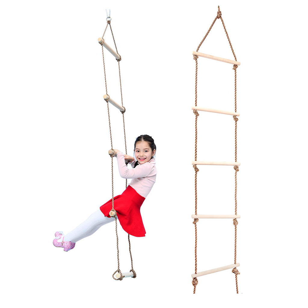 Kids Climbing Wooden Rope Ladd - Kids Outdoor Ladder ulasan dan harga